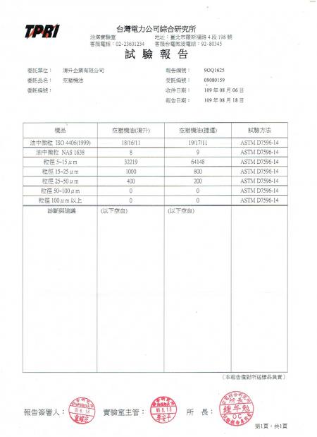 油濾測試報告